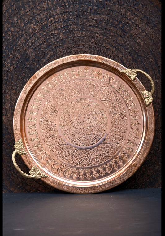 AS EL MOZAİK İŞLEME TEPSİ KIRMIZI 38 CM